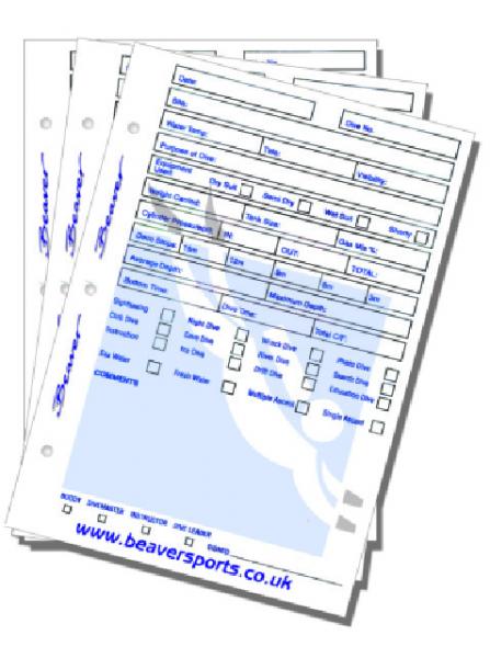 Beaver Dive Folder Log-Book Inserts LG LOG