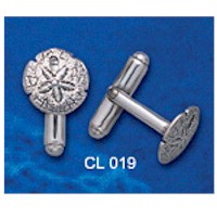 DIVESILVER CL019 ROUND SHELL IMPRINT CUFF LINKS