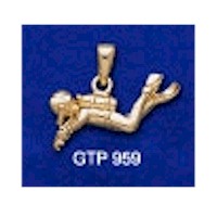 9ct Gold Small Scuba Diver Pendant - GTP959