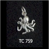 DIVESILVER TC759 SS TINY OCTOPUS CHARM