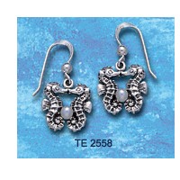 DIVESILVER TE2558 SEAHORSE PEARL EARRINGS