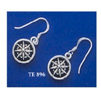 DIVESILVER TE696 COMPASS ROSE EARRINGS
