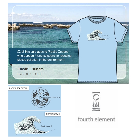 Fourth Element Plastic Tsunami Womens T-Shirt Blue
