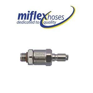 Miflex 3/8" male x QD Bc nipple fitting with a fitted check valv